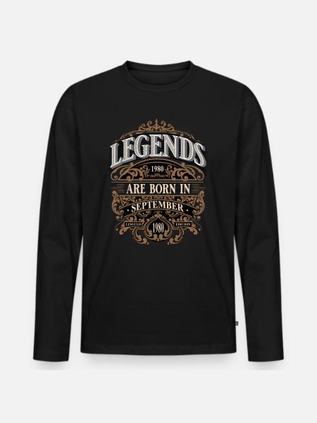 1980 September Geboren Geburtstag Geburtsjahr - Männer Premium Bio Langarmshirt - Schwarz