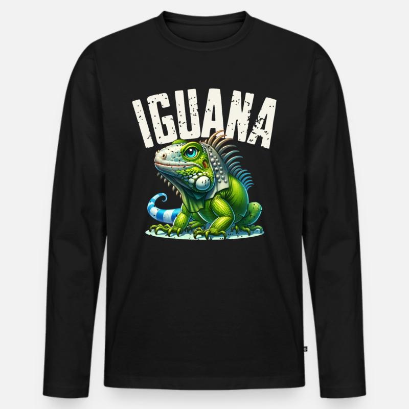 Leguan - Männer Premium Bio Langarmshirt - Schwarz