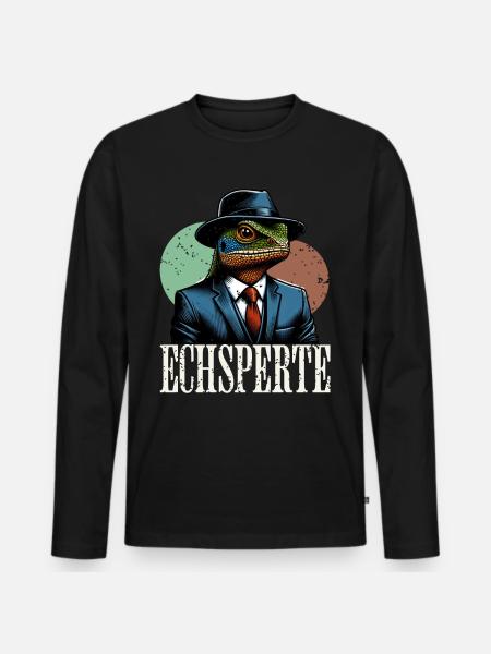 Echsperte Experte - Männer Premium Bio Langarmshirt - Schwarz