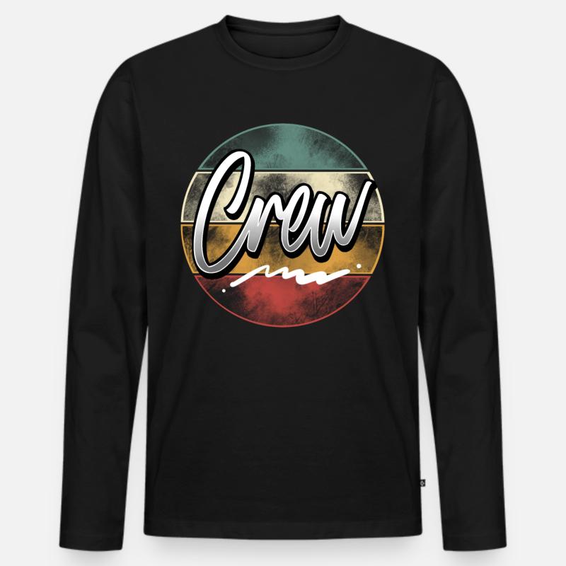 Crew - Männer Premium Bio Langarmshirt - Schwarz