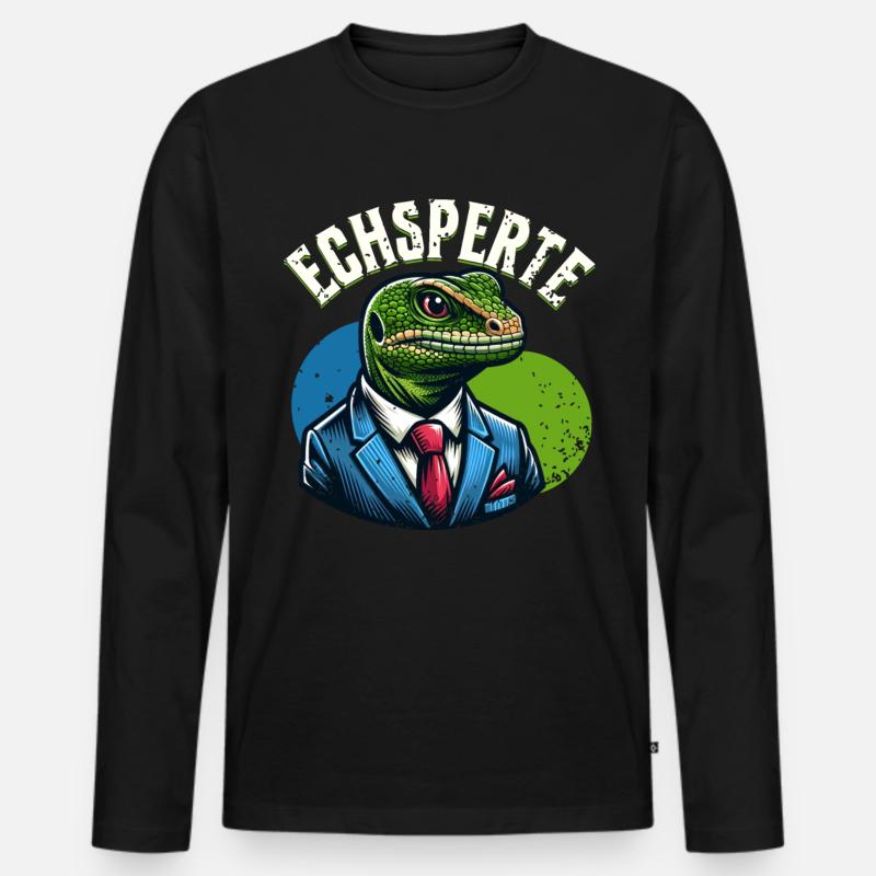 Echsperte - Männer Premium Bio Langarmshirt - Schwarz