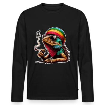 Kiffer Marihuanna Weed Highdechse Eidechse Kiffen - Männer Premium Bio Langarmshirt - Schwarz - Vorne - Nico (187cm)