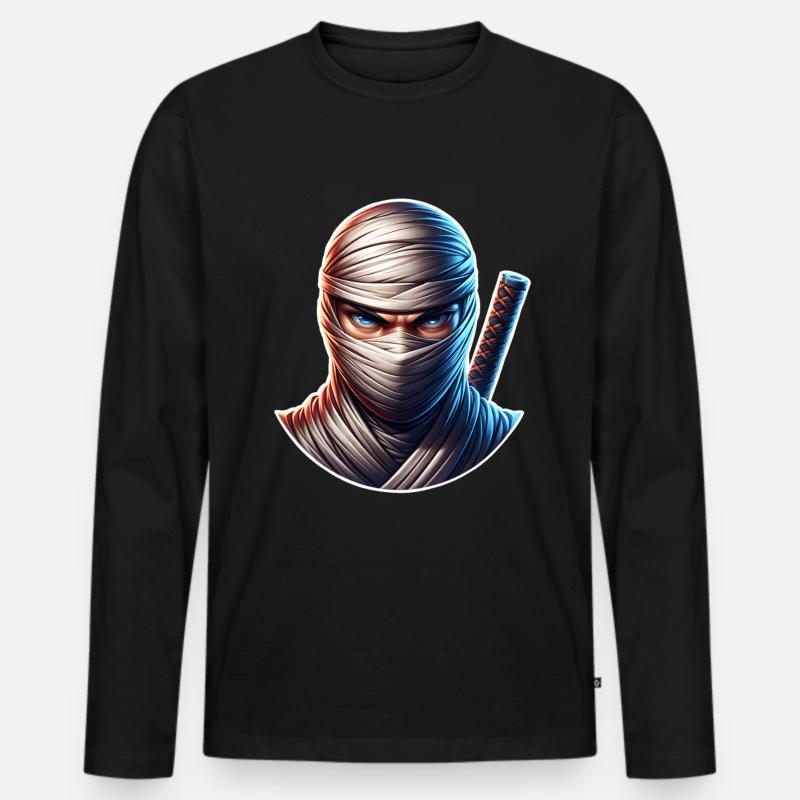 Ninja - Männer Premium Bio Langarmshirt - Schwarz