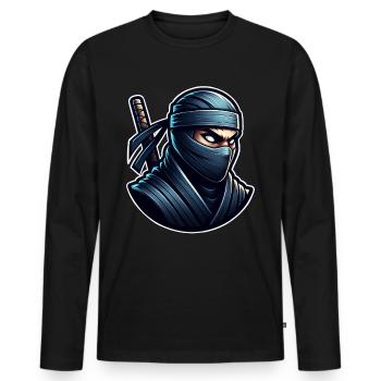Ninja - Men's Premium Organic Long Sleeve Shirt - black - Front - Nico (187cm)