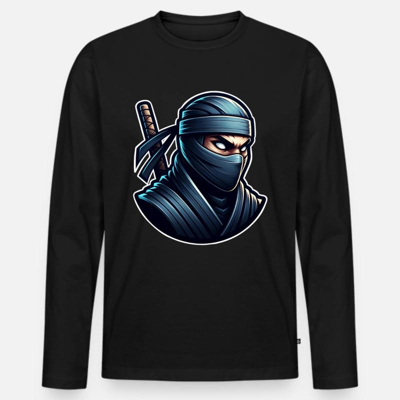 Ninja - Männer Premium Bio Langarmshirt - Schwarz