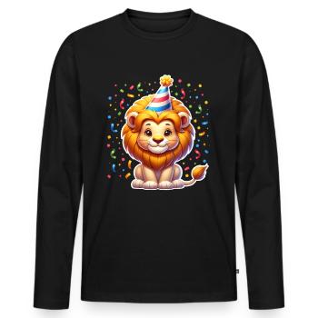 Anniversaire Leo - T-shirt manches longues Premium bio Homme - noir - Devant - Nico (187cm)