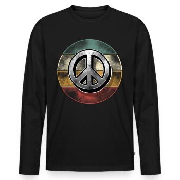 Peacezeichen - Männer Premium Bio Langarmshirt - Schwarz - Vorne - Nico (187cm)