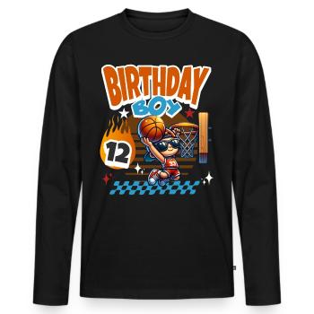 Basketball 12. Geburtstag - Männer Premium Bio Langarmshirt - Schwarz - Vorne - Nico (187cm)