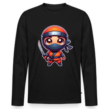 Ninja - Men's Premium Organic Long Sleeve Shirt - black - Front - Nico (187cm)
