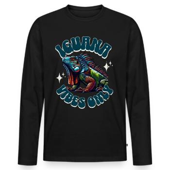 Iguana - Men's Premium Organic Long Sleeve Shirt - black - Front - Nico (187cm)