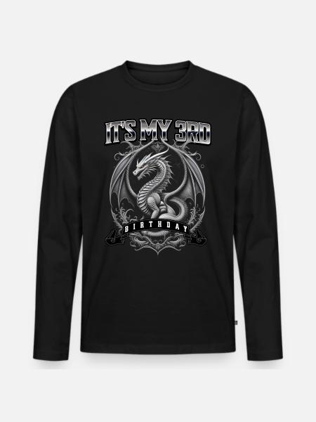 Dragon 3rd Birthday Dragon - Men's Premium Organic Long Sleeve Shirt - black