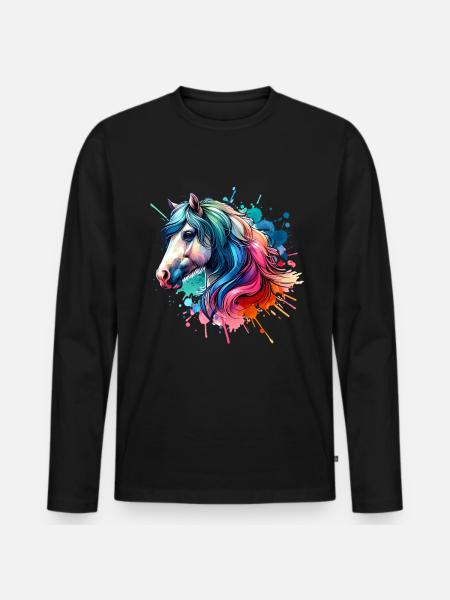 Cheval - T-shirt manches longues Premium bio Homme - noir