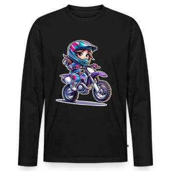 Motocross Femmes Filles Fille - T-shirt manches longues Premium bio Homme - noir - Devant - Nico (187cm)