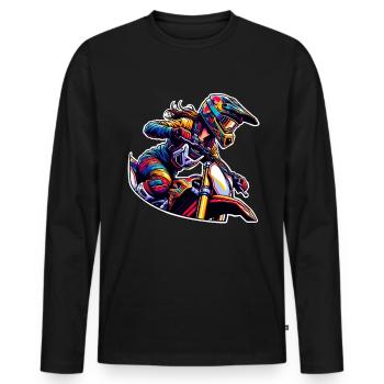 Motocross Femmes Filles Fille - T-shirt manches longues Premium bio Homme - noir - Devant - Nico (187cm)