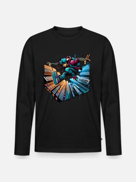 Parkour - Männer Premium Bio Langarmshirt - Schwarz