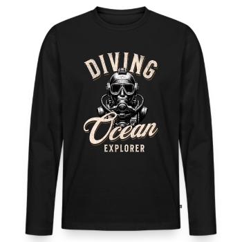 Taucher Ocean Explorer - Männer Premium Bio Langarmshirt - Schwarz - Vorne - Nico (187cm)