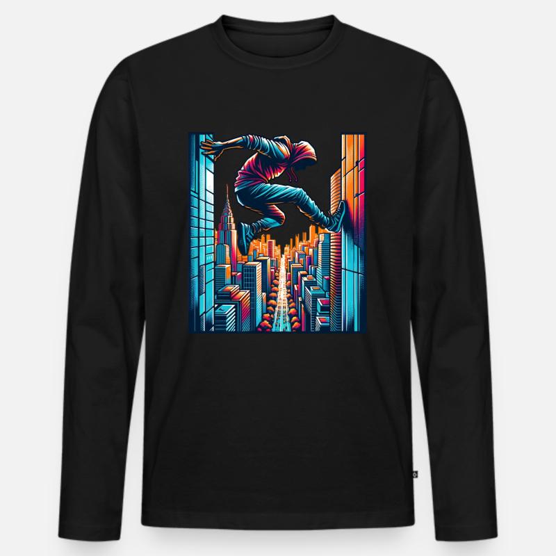 Parkour - Männer Premium Bio Langarmshirt - Schwarz