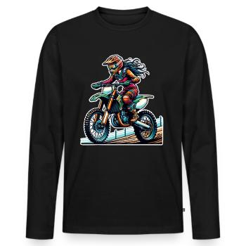 Motocross Femmes Filles Fille - T-shirt manches longues Premium bio Homme - noir - Devant - Nico (187cm)