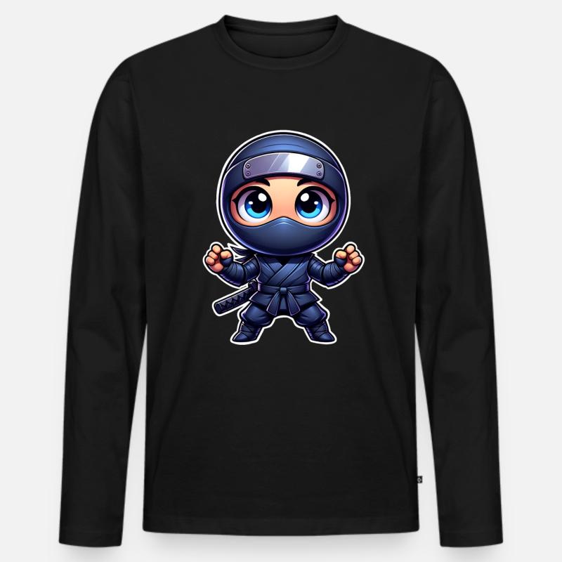 Ninja - Männer Premium Bio Langarmshirt - Schwarz