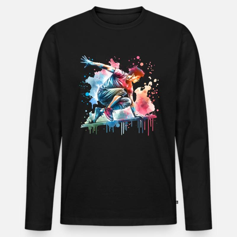 Parkour - Männer Premium Bio Langarmshirt - Schwarz