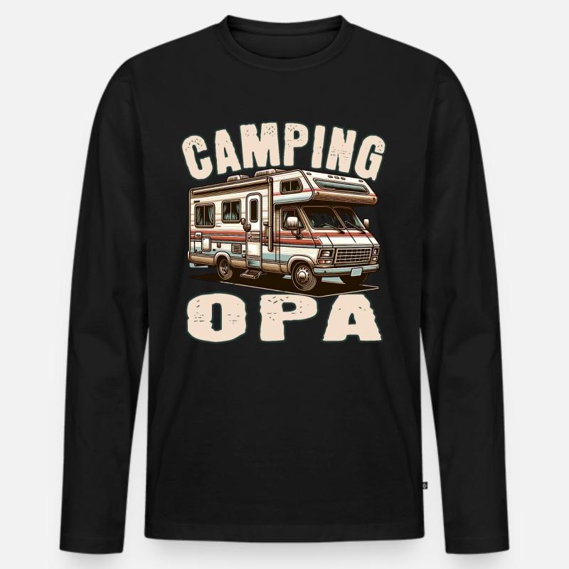 Camping Opa - Männer Premium Bio Langarmshirt - Schwarz