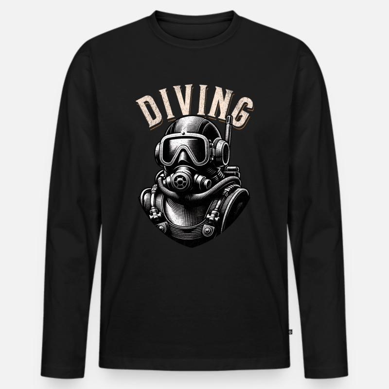 Tauchen Taucher - Männer Premium Bio Langarmshirt - Schwarz