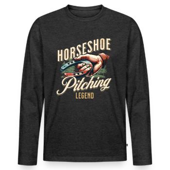 Hufeisenwerfen Horseshoe Pitching - Männer Premium Bio Langarmshirt - Anthrazit meliert - Vorne - Nico (187cm)