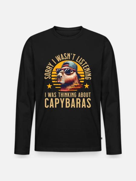 Capybara - Männer Premium Bio Langarmshirt - Schwarz