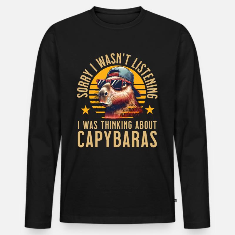 Capybara - Männer Premium Bio Langarmshirt - Schwarz
