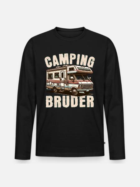Camping Bruder - Männer Premium Bio Langarmshirt - Schwarz