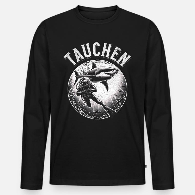 Tauchen Taucher - Männer Premium Bio Langarmshirt - Schwarz