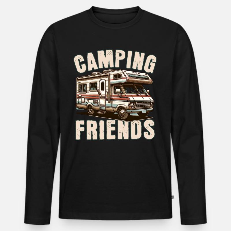 Camping - Männer Premium Bio Langarmshirt - Schwarz