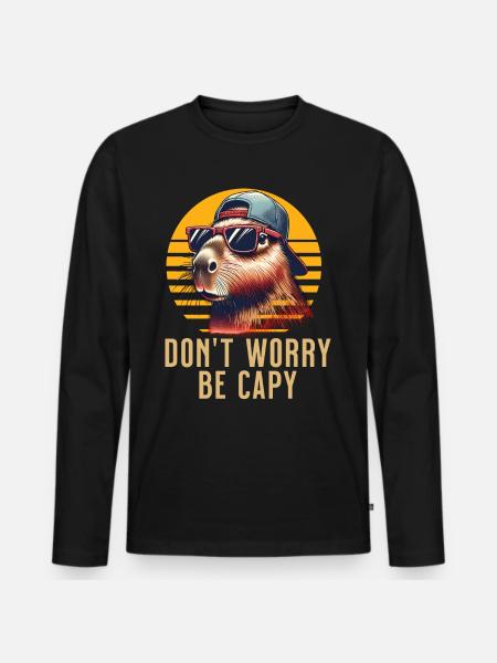 Capybara - Männer Premium Bio Langarmshirt - Schwarz