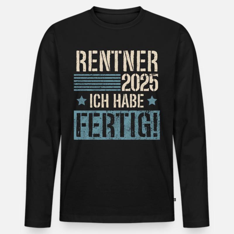 Rentner 2025 - Männer Premium Bio Langarmshirt - Schwarz