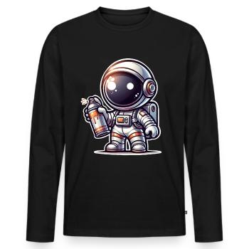 Graffiti Sprayer Astronaut - Men's Premium Organic Long Sleeve Shirt - black - Front - Nico (187cm)