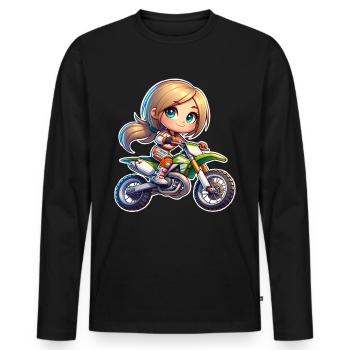 Motocross Femmes Filles Fille - T-shirt manches longues Premium bio Homme - noir - Devant - Nico (187cm)