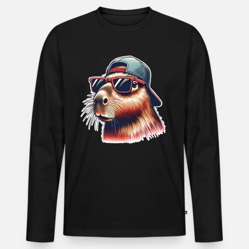 Capybara - Männer Premium Bio Langarmshirt - Schwarz