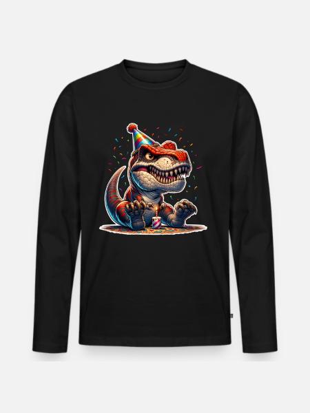 Dinosaur Birthday Dino T Rex - Men's Premium Organic Long Sleeve Shirt - black