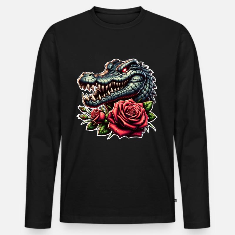 Krokodil - Männer Premium Bio Langarmshirt - Schwarz