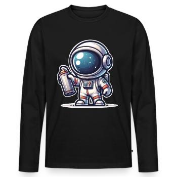 Graffiti Sprayer Astronaut - Men's Premium Organic Long Sleeve Shirt - black - Front - Nico (187cm)
