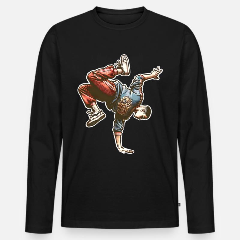 Breakdance - Männer Premium Bio Langarmshirt - Schwarz