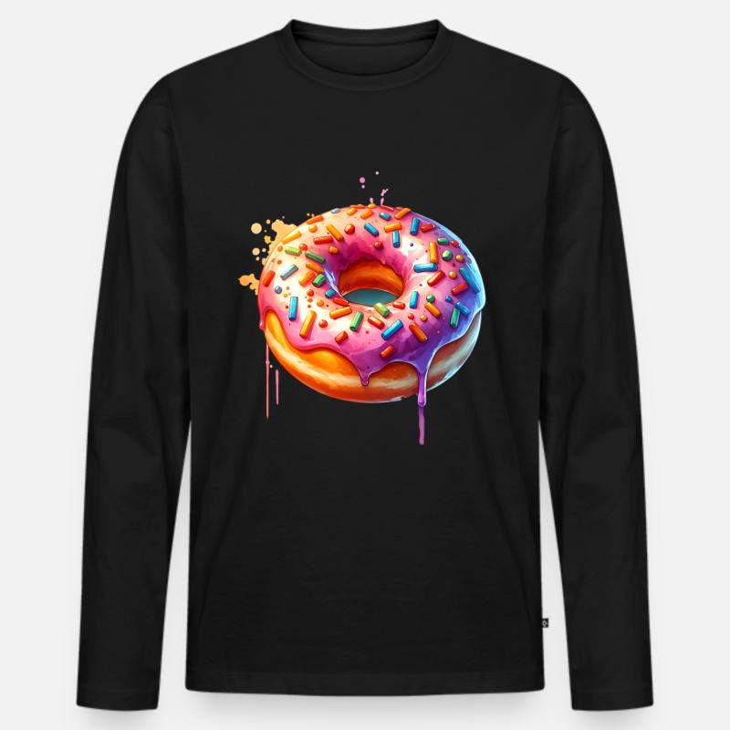 Donut - Männer Premium Bio Langarmshirt - Schwarz