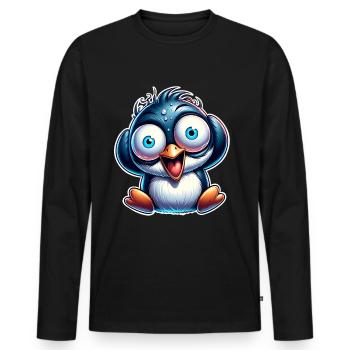 Pinguin Crazy - Männer Premium Bio Langarmshirt - Schwarz - Vorne - Nico (187cm)