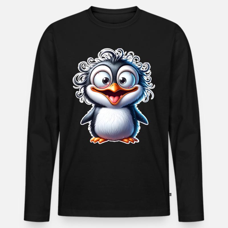Pinguin - Männer Premium Bio Langarmshirt - Schwarz