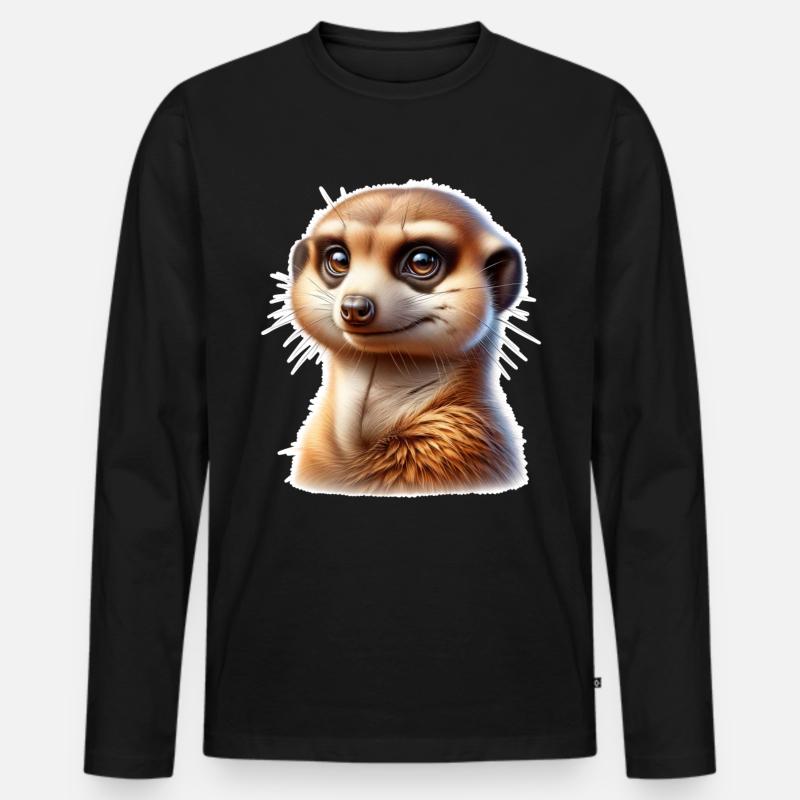 Erdmännchen - Männer Premium Bio Langarmshirt - Schwarz