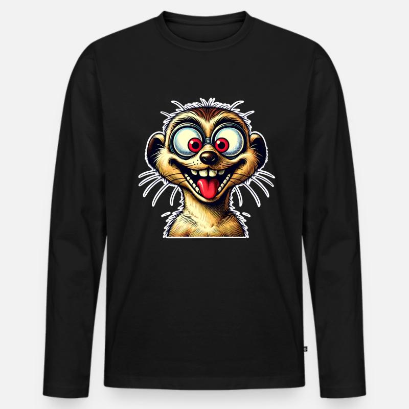 Erdmännchen - Männer Premium Bio Langarmshirt - Schwarz