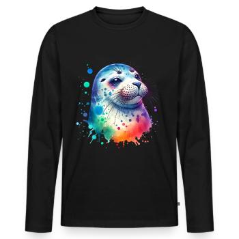 Seal seal - Men's Premium Organic Long Sleeve Shirt - black - Front - Nico (187cm)