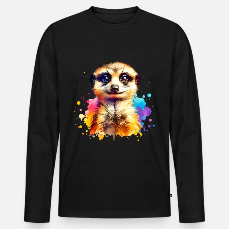 Erdmännchen - Männer Premium Bio Langarmshirt - Schwarz