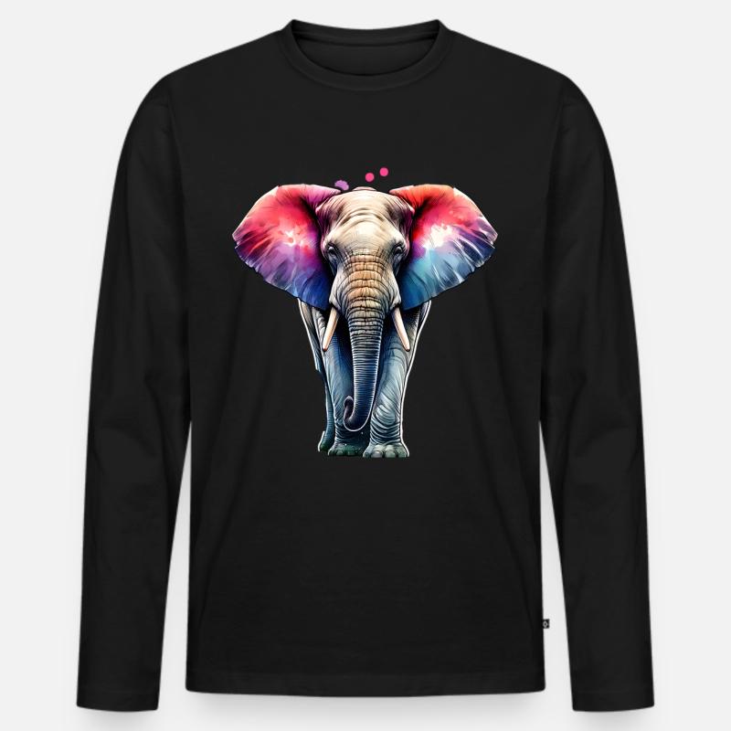 Elefant - Männer Premium Bio Langarmshirt - Schwarz