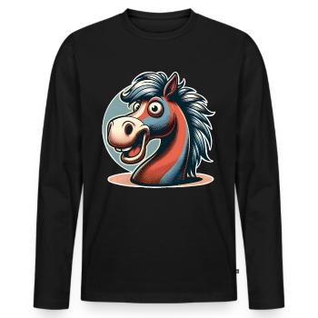 Cheval - T-shirt manches longues Premium bio Homme - noir - Devant - Nico (187cm)